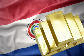 shining golden bullions on the paraguay flag