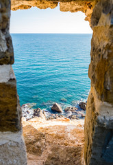 Wall Mural - infinity sea view from the walls of Koroni fortress, Greece, Europe