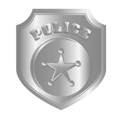 Sticker - grayscale police badge icon image, vector illustration