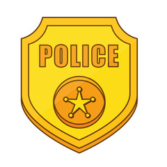 Sticker - gold police badge icon image, vector illustration