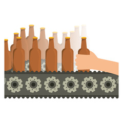 Poster - Bottles of beers in the factory icon image, vector illustration