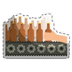 Canvas Print - Bottles of beers in the factory icon image, vector illustration