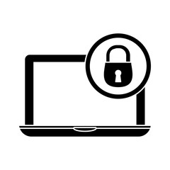 Sticker - aptop lock server banner icon image , vector illustration