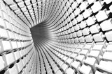 Fototapeta Przestrzenne - Abstract geometric background with a tunnel going to perspective. 3d render