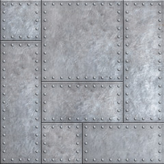 Wall Mural - Old metal plates with rivets seamless background or texture