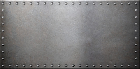 Wall Mural - steel metal plate with rivets
