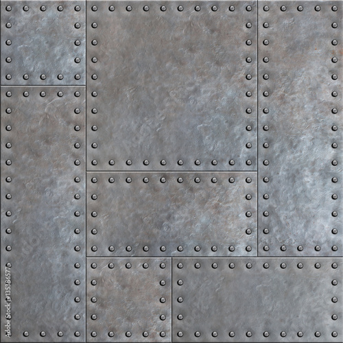 Old Stained Metal Plates With Rivets Seamless Background Or Texture Stock Illustration Adobe Stock