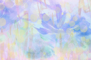 Abstract nature hand painted blurred background with graphic illustration