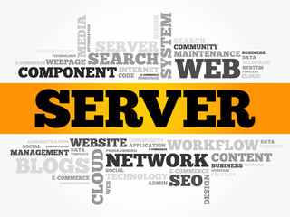 Aufkleber - SERVER word cloud collage, technology business concept background