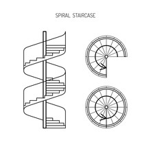 Spiral Staircase Vector Image In A Linear Fashion