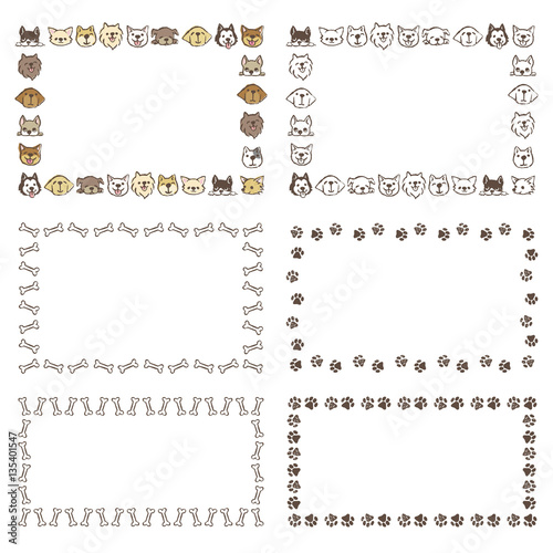 いろいろな種類の犬 骨や肉球の飾り罫線 Stock Vector Adobe Stock