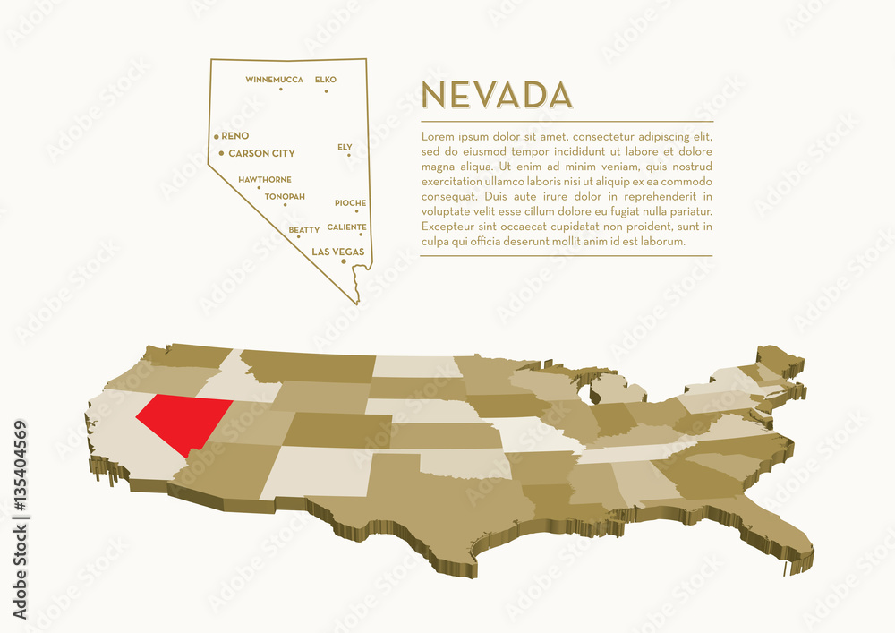 3D USA State map - NEVADA