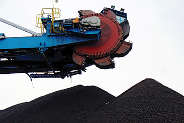 Wall Mural - huge bucket wheel excavator in brown coal mine