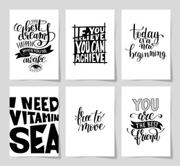 set of 6 hand written lettering positive inspirational quote pos