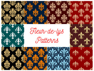 Canvas Print - Seamless floral pattern fleur-de-lis lily flower