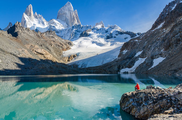 Woman admiring Fitz Roy scenic view