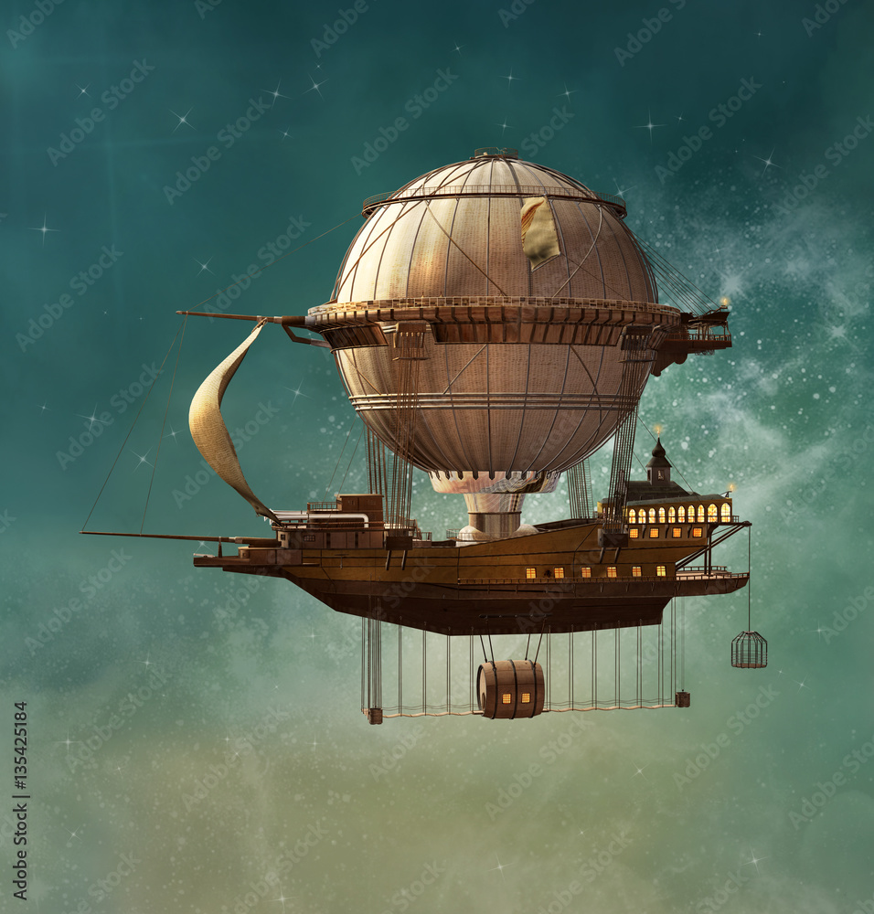 Fotografie, Obraz Steampunk fantasy airship