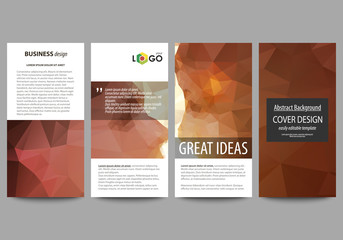 Poster - Flyers set, modern banners. Business templates. Cover design template, easy editable abstract vector layouts. Romantic couple kissing. Beautiful background. Geometrical pattern in triangular style.