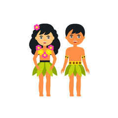 Wall Mural - Hawaiian male and female vector icon