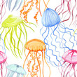 Watercolor vector jellyfish pattern