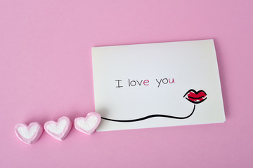 Canvas Print - text I love you in a postcard