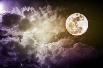 Naklejka na meble Attractive photo of a nighttime sky with clouds, bright full moon would make a great background. Nightly sky with large moon. Beautiful nature use as background. Outdoors.