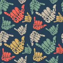 Seamless Pattern Surfing Hand Sign