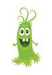 Cartoon Green Monster. Funny Smiling Germ