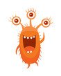Monster with Three Eyes. Cartoon Orange Germ