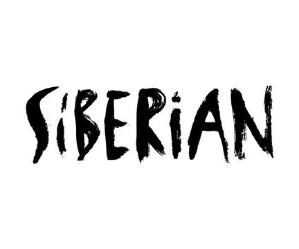 Siberian, ink hand lettering. Handwritten phrase.