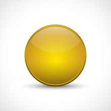 Yellow Glossy Button. Template For Icons
