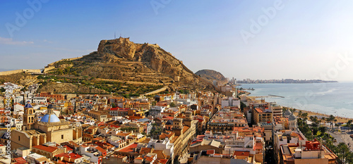 Alicante city and Castillo de Santa Barbara in sunny day, Spain Fototapeta