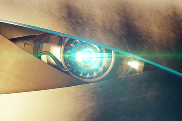 Aufkleber - Blue cyber eye with mean look