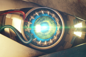 Aufkleber - Blue cyber eye closeup