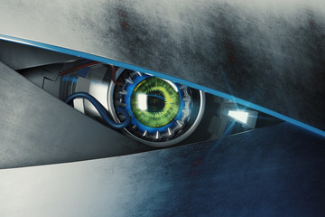 Poster - Green cyber eye with mean look