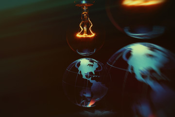 Wall Mural - Light bulb and earth