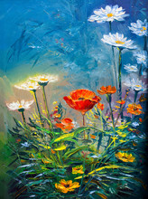 Oil Painting Daisy Flowers