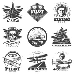 Wall Mural - Monochrome Aircraft Logos Set