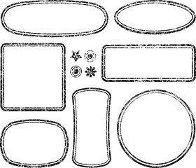 Fototapete - Big set of grunge templates for rubber stamps with auxiliary ele