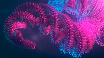 Poster - Abstract futuristic shape in blue space. 3d rendering