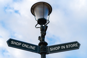 Shop Online versus Shop In Store directional signs