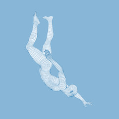 Wall Mural - man falls down from a height. man fall on a jump.