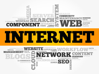 Aufkleber - INTERNET word cloud, technology business concept background