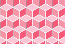 Abstract Seamless Pink Cube Pattern. Geometric Vector Background. Optical Illusion.