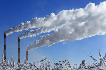 Wall Mural - Hydroelectric power plant in winter