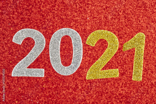 Poster Number two thousand and twenty one over a red background. Annive