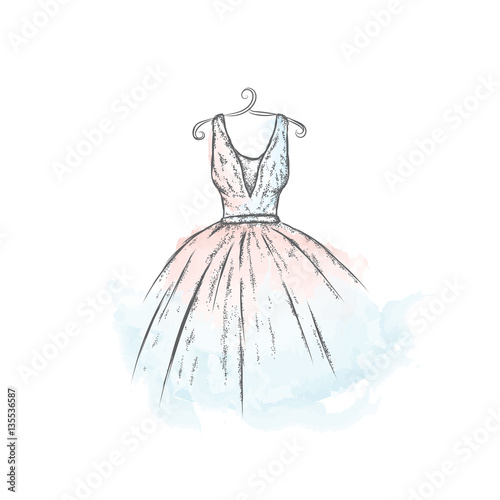Dress in the vector. Hand drawing clothes . Vintage . Fashion. - Buy ...