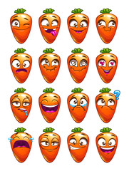 Canvas Print - Cartoon carrot character emotions set.