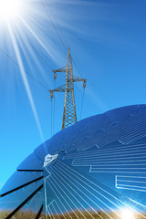 Wall Mural - Solar Panel - Power Line and Sun Rays