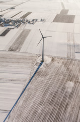 Wall Mural - aerial view of wind turbine on a field